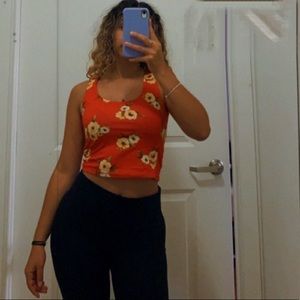 Red Flowery Crop Top